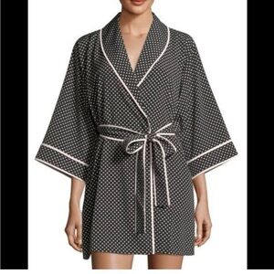 Kate Spade Dream a Little Dream Robe size Xs/S Black with white polka dot